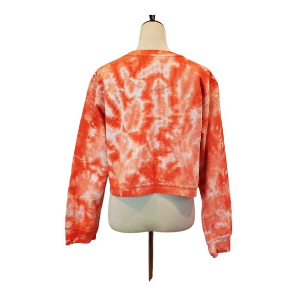 PRESSBOX SZ XL Clemson Tigers Women's Orange Tie-dye Pullover Cropped Sweatshirt - Picture 4 of 8